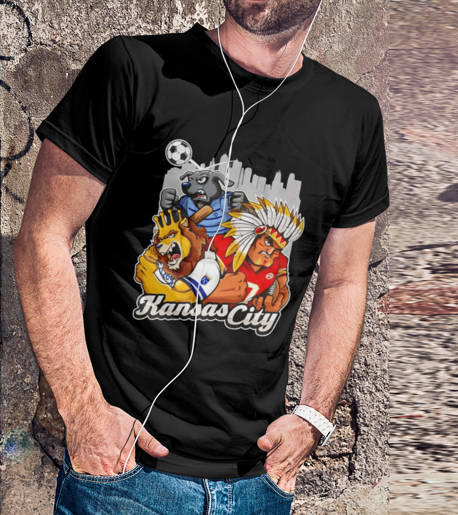 Kansas City Chiefs Royals Sporting KC Cityscape Sports Mashup T-Shirt