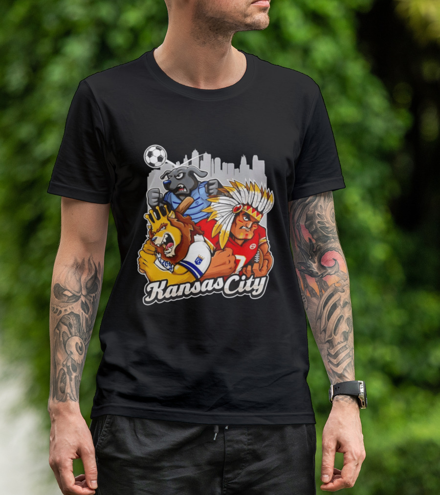 Kansas City Chiefs Royals Sporting KC Cityscape Sports Mashup T-Shirt