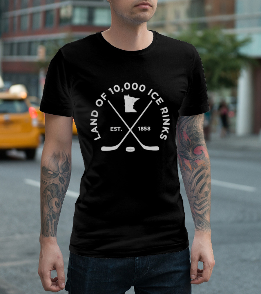 Land Of 10000 Ice Rinks Est 1858 Minnesota Hockey State T-Shirt