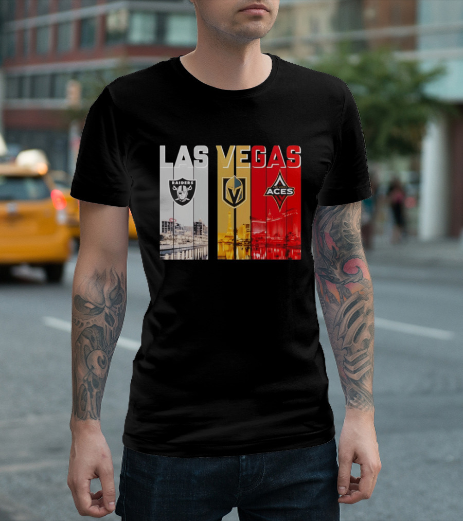 Las Vegas Raiders Golden Knights Aces Skyline T-Shirt