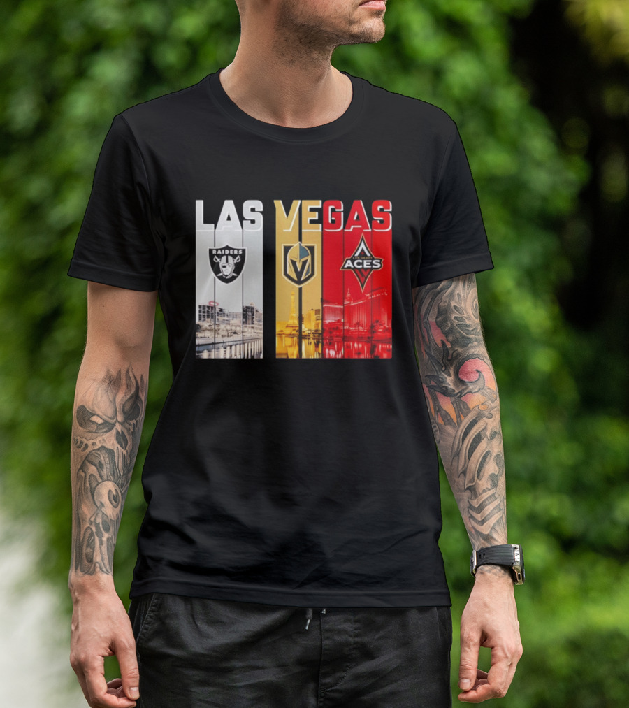 Las Vegas Raiders Golden Knights Aces Skyline T-Shirt