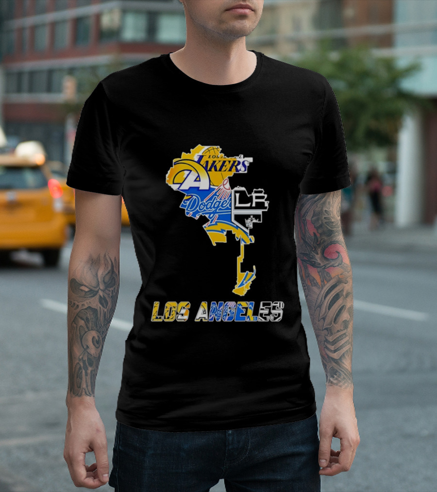 Los Angeles Lakers Dodgers Rams Chargers Kings Map Season 2026 T-Shirt