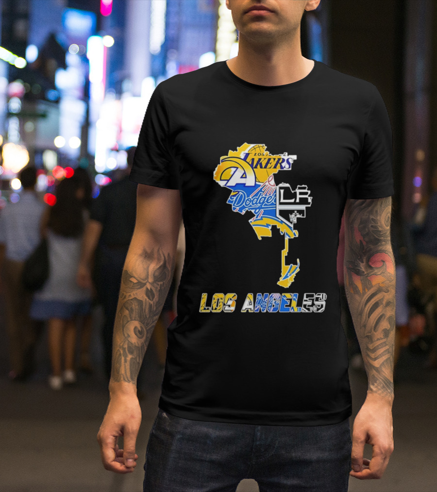 Los Angeles Lakers Dodgers Rams Chargers Kings Map Season 2026 T-Shirt