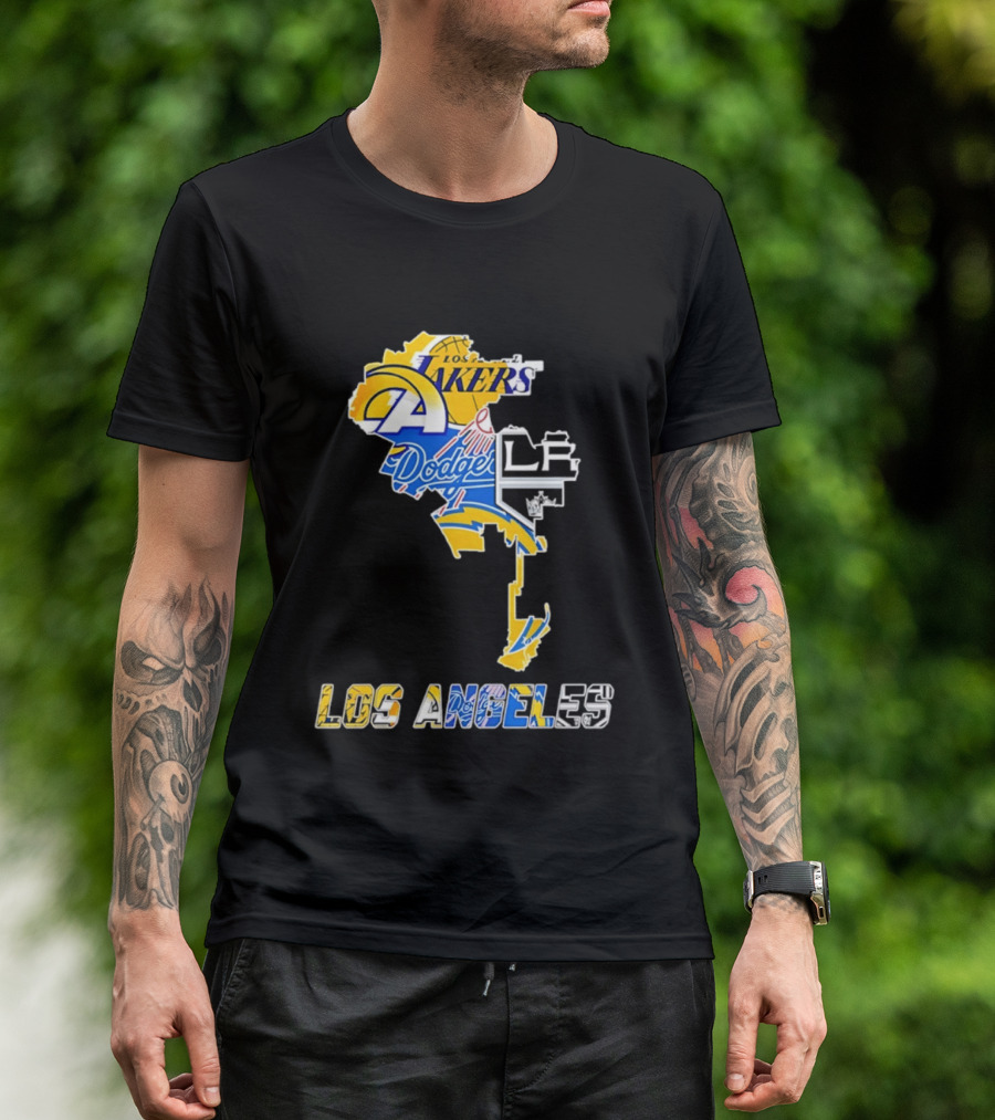 Los Angeles Lakers Dodgers Rams Chargers Kings Map Season 2026 T-Shirt