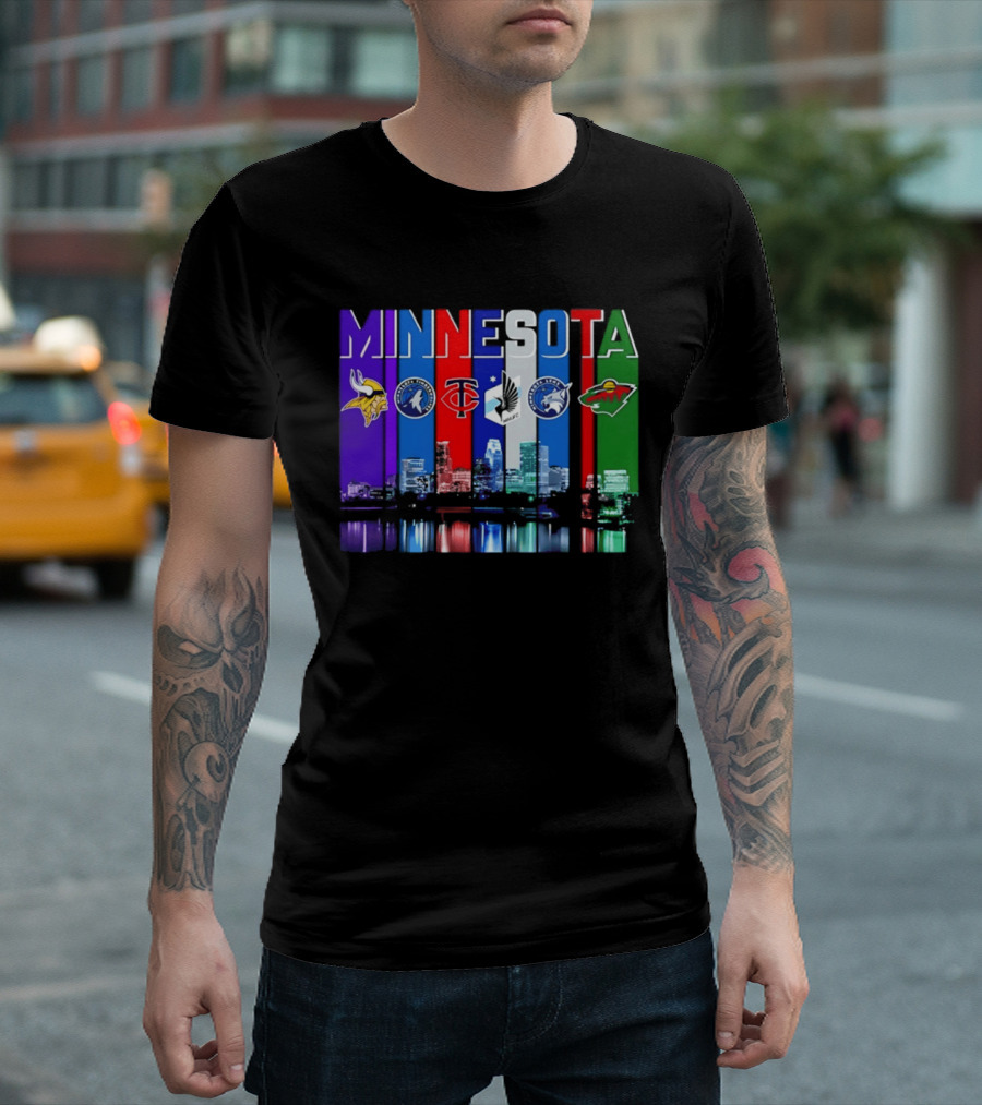 Minnesota Vikings Timberwolves Twins Lynx Wild Skyline 2026 T-Shirt
