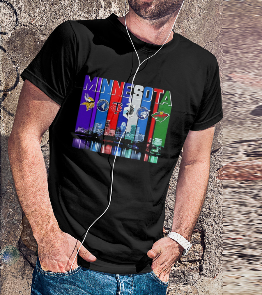 Minnesota Vikings Timberwolves Twins Lynx Wild Skyline 2026 T-Shirt