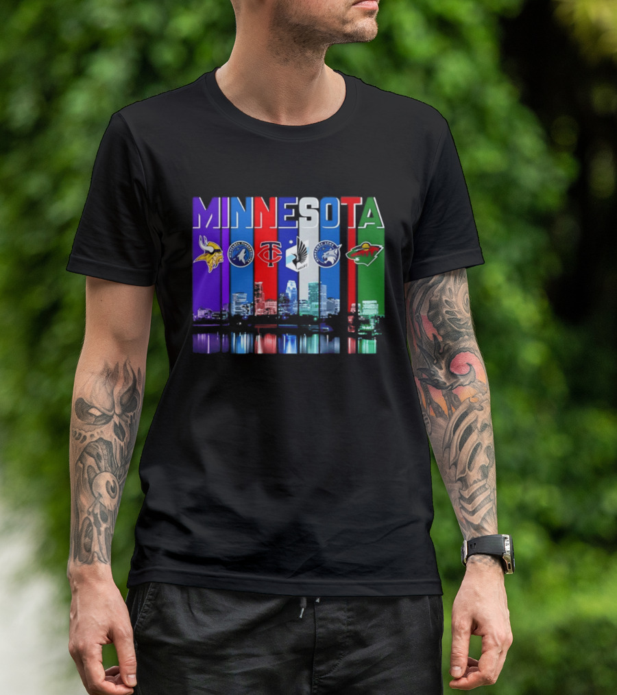 Minnesota Vikings Timberwolves Twins Lynx Wild Skyline 2026 T-Shirt