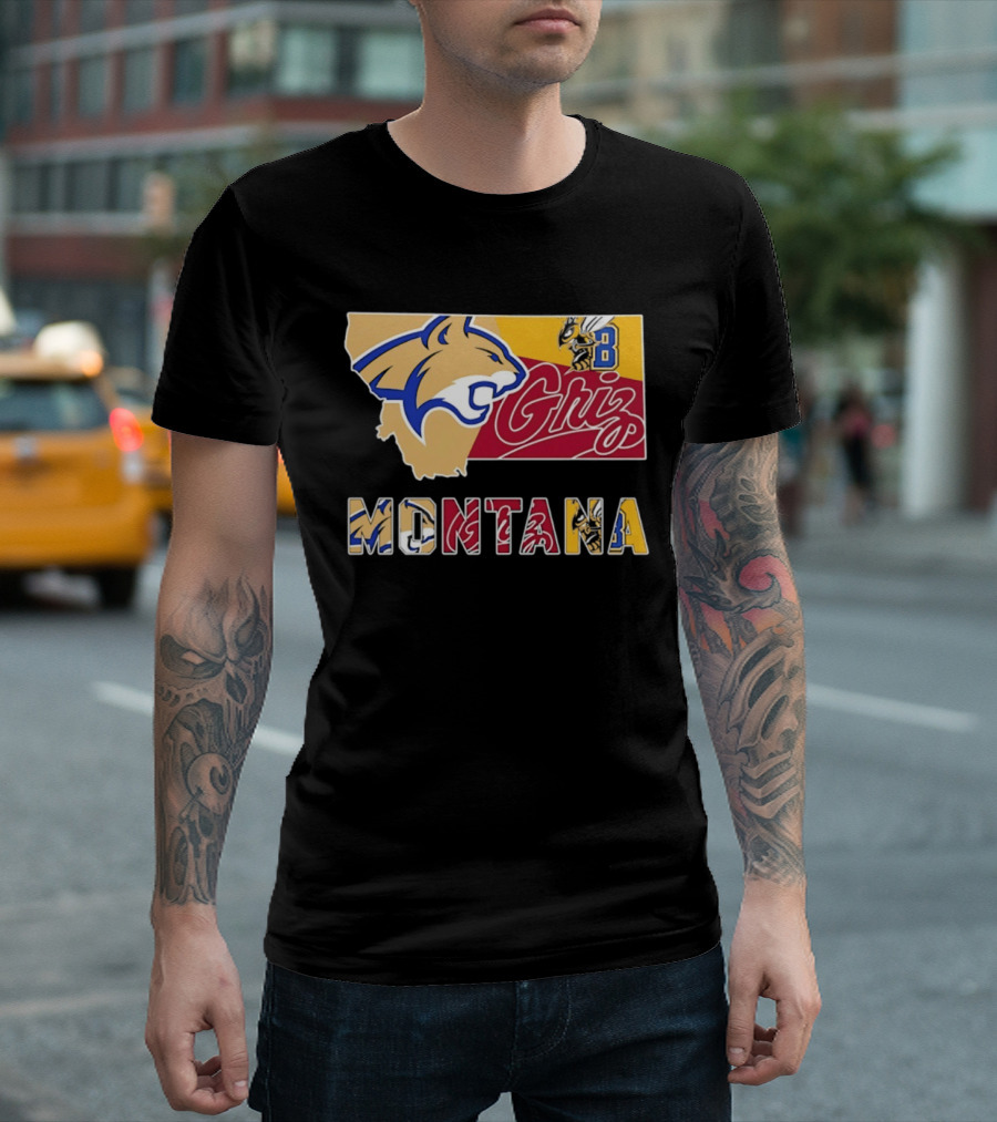 Montana Bobcats Griz 2026 College Football Map T-Shirt