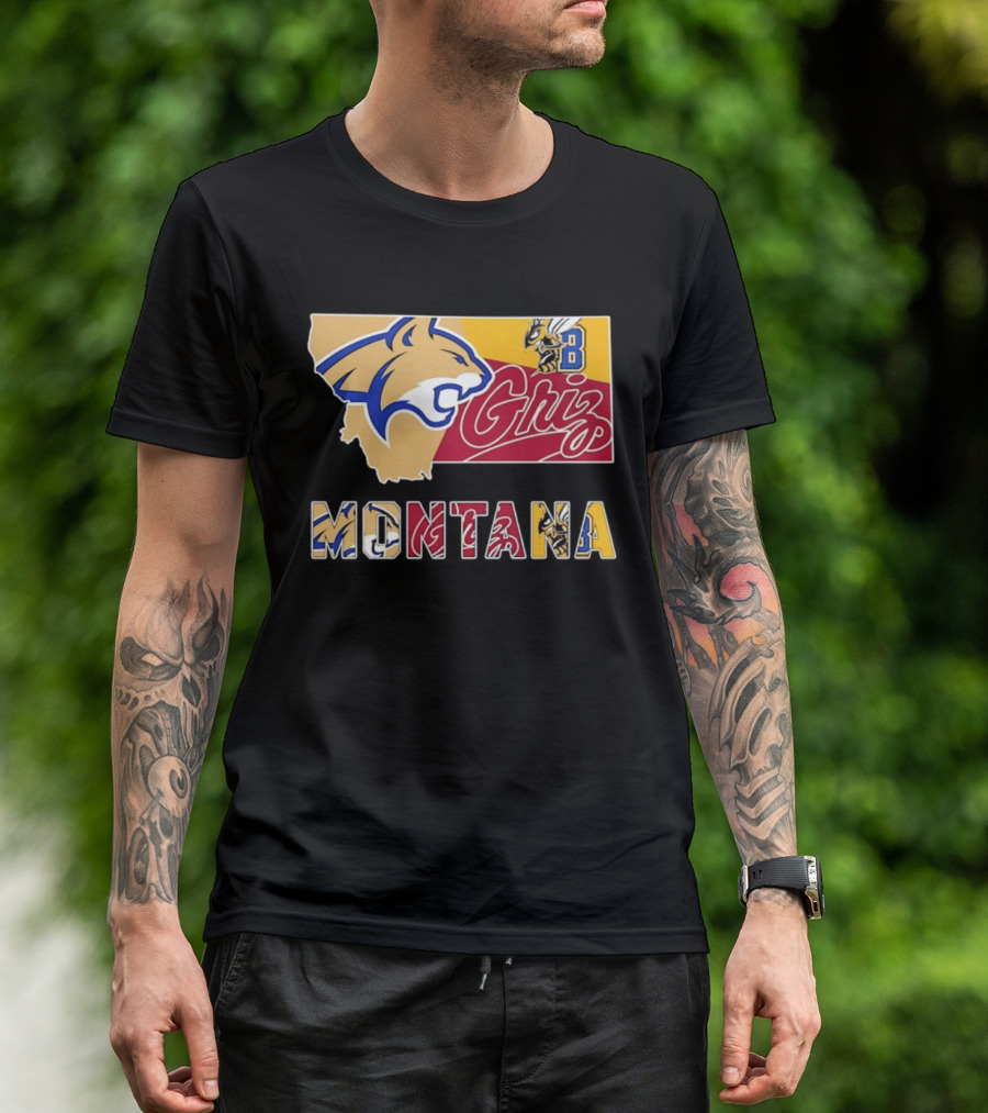 Montana Bobcats Griz 2026 College Football Map T-Shirt