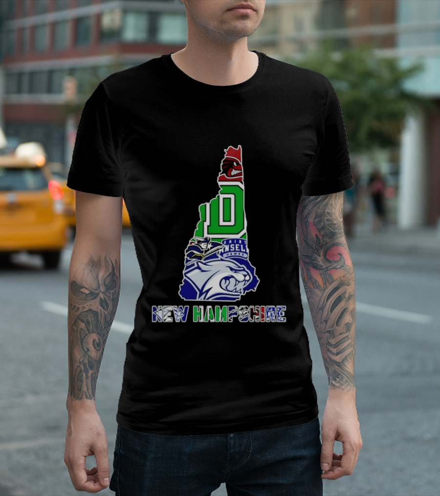 New Hampshire State Map Saint Anselm Hawks Wildcats Dartmouth Big Green 2026 T-Shirt