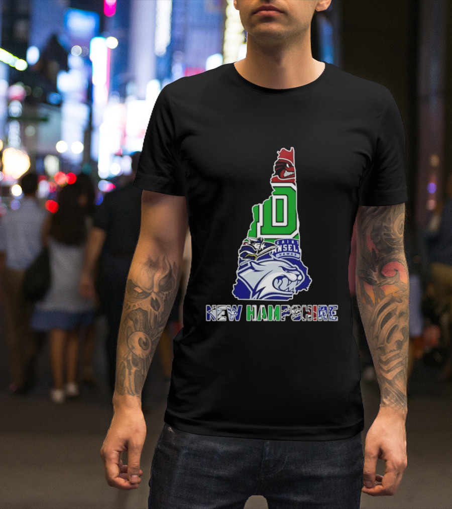 New Hampshire State Map Saint Anselm Hawks Wildcats Dartmouth Big Green 2026 T-Shirt