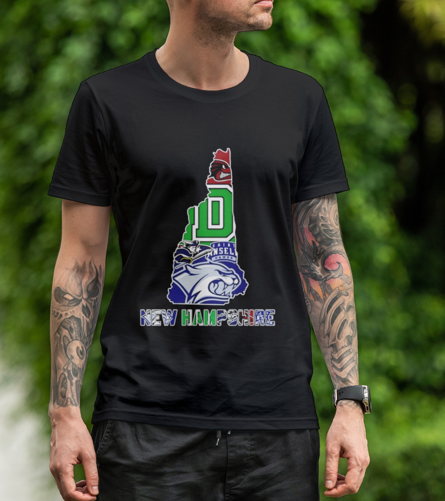 New Hampshire State Map Saint Anselm Hawks Wildcats Dartmouth Big Green 2026 T-Shirt