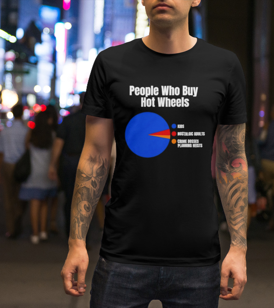 People Who Buy Hot Wheels Nostalgic Adults Crime Bosses Planning Heists Pie Chart T-Shirt