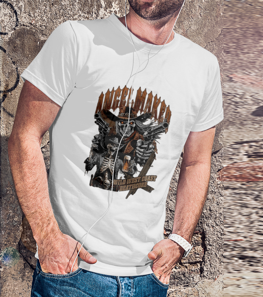 AngelMaker Wild West Coast Deathcore Skeleton Gunslinger Violence T-Shirt