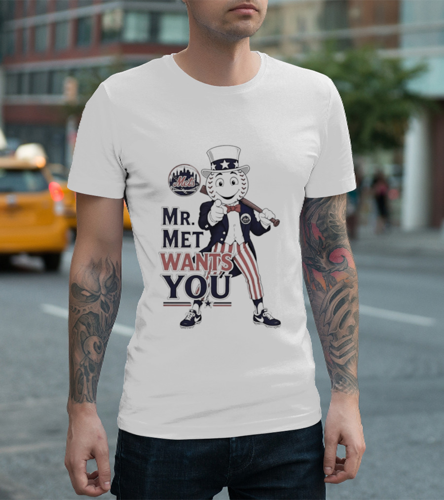 Mr. Met Wants You New York Mets Uncle Sam Baseball Fan T-Shirt