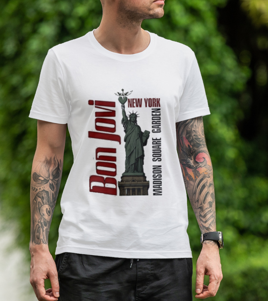 Bon Jovi Statue Of Liberty New York Madison Square Garden T-Shirt