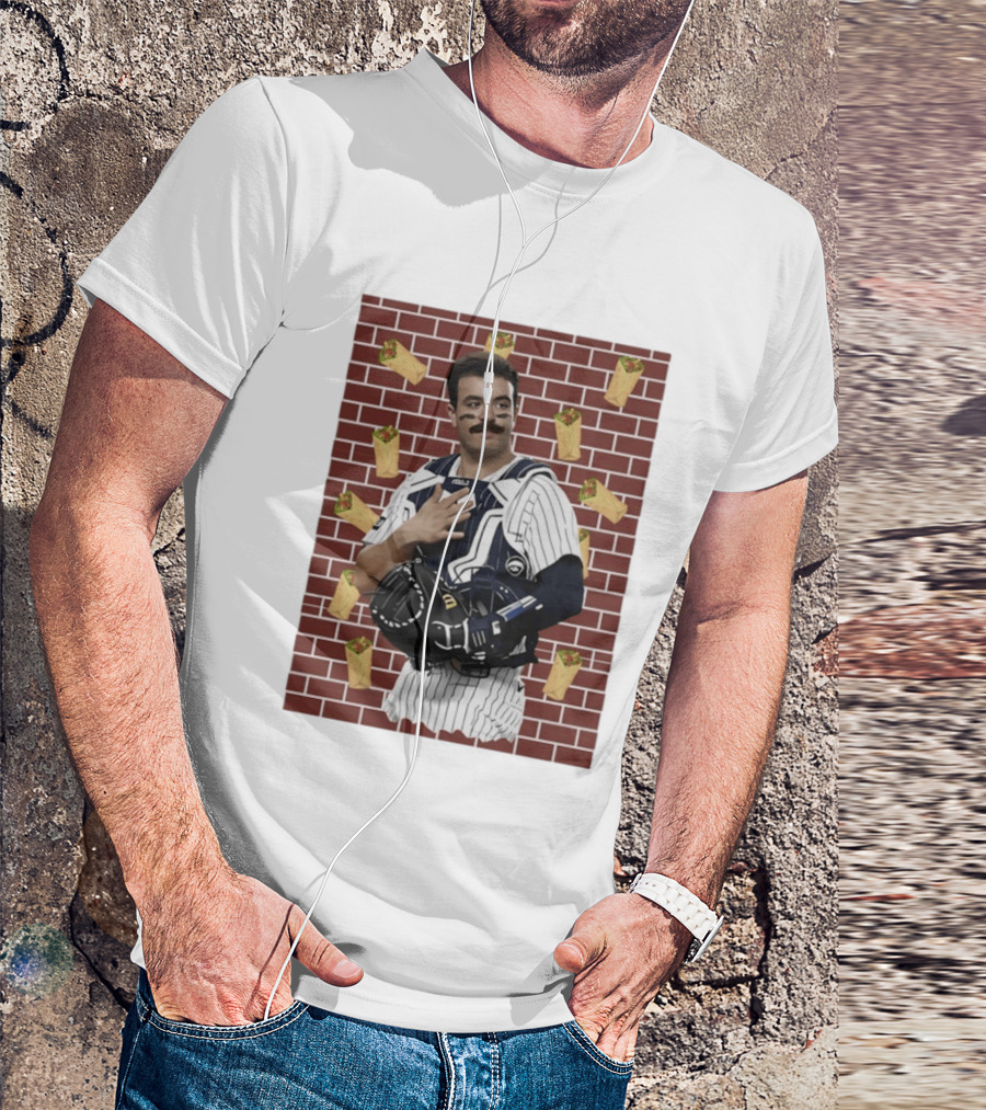 Yankees Austin Wells Catcher With Brick Wall And Burrito T-Shirt