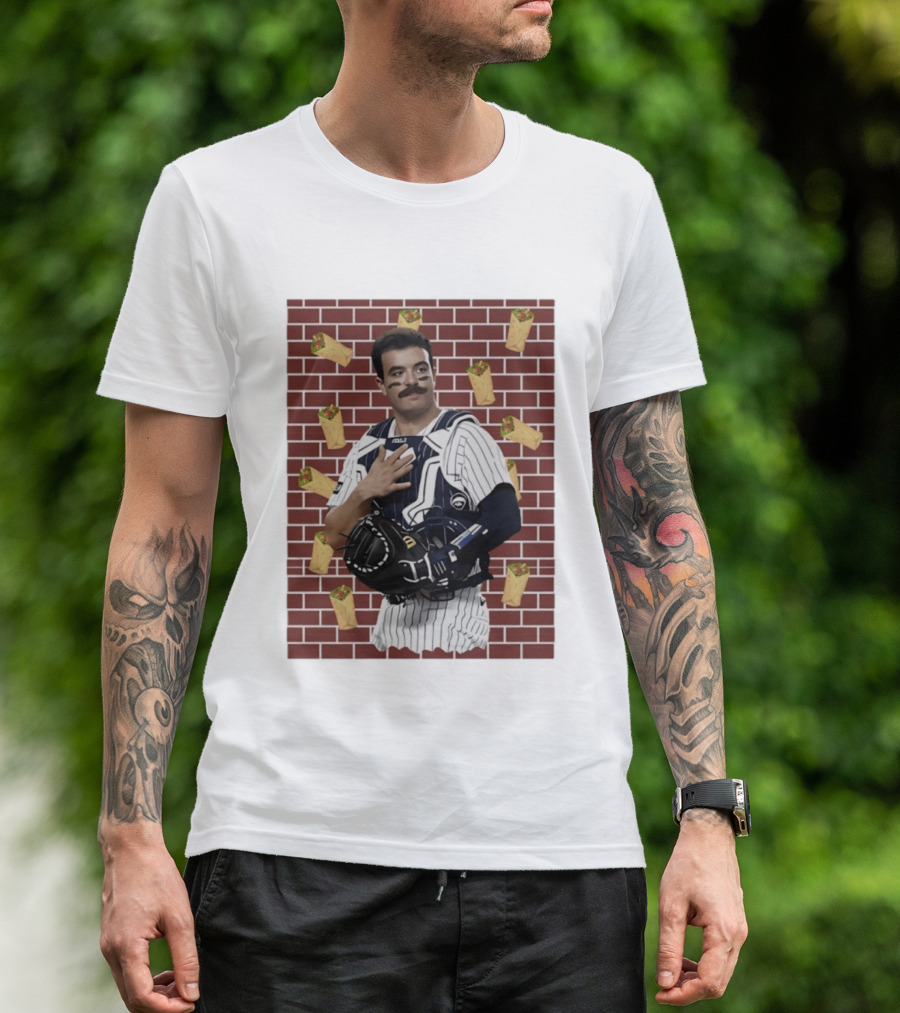 Yankees Austin Wells Catcher With Brick Wall And Burrito T-Shirt