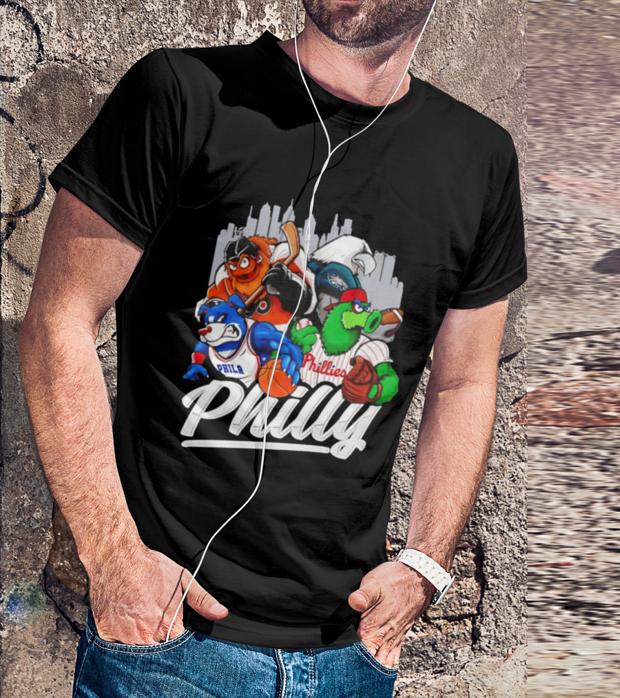 Philly Sports Mascots Gritty Swoop Phanatic Franklin Collage 2026 T-Shirt