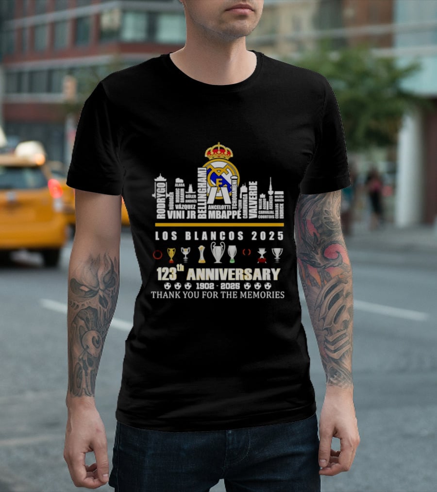 Real Madrid Los Blancos 2025 123th Anniversary 1902 2025 Thank You For The Memories T-Shirt
