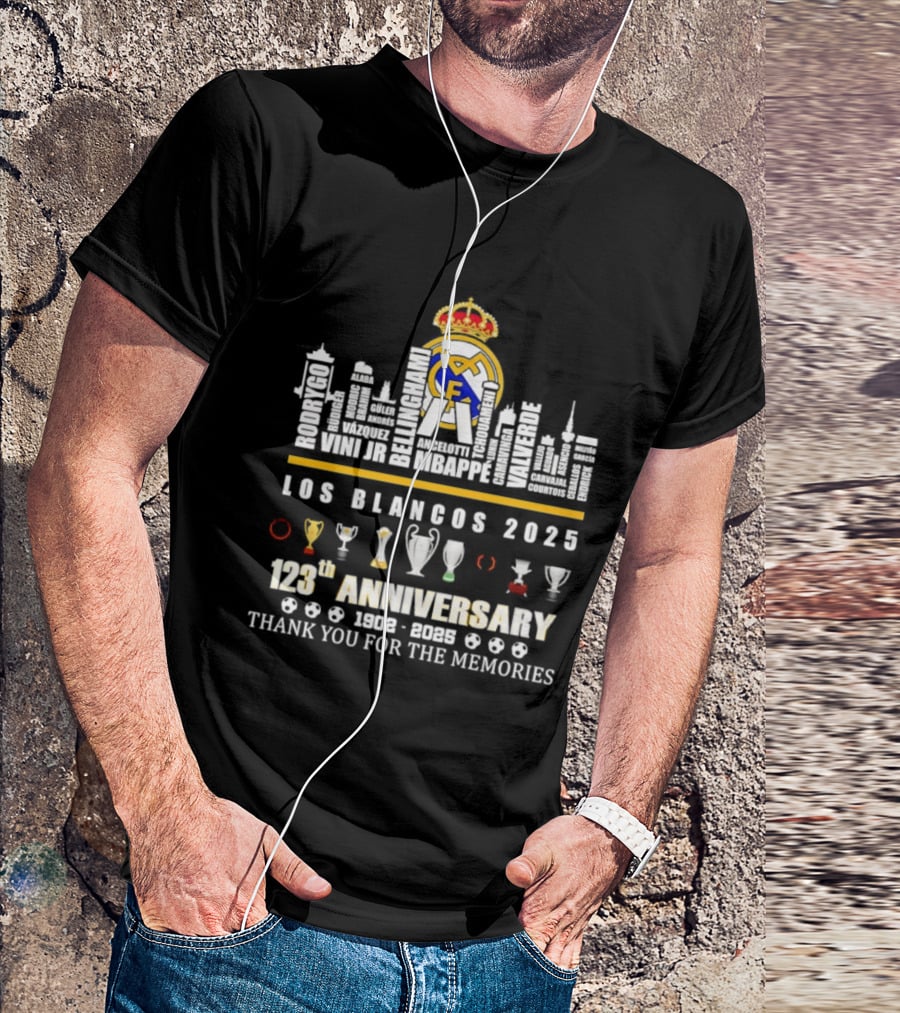 Real Madrid Los Blancos 2025 123th Anniversary 1902 2025 Thank You For The Memories T-Shirt