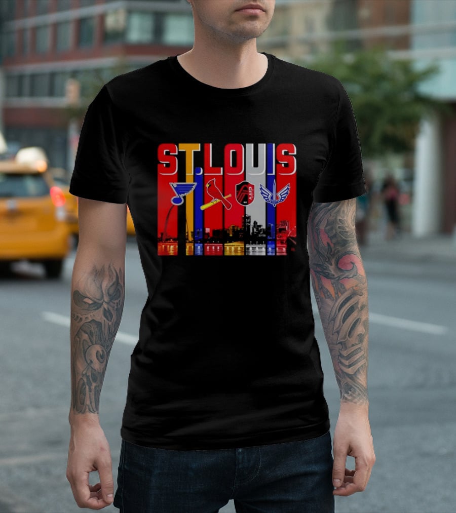 St Louis City Blues Cardinals BattleHawks Skyline Season 2026 T-Shirt