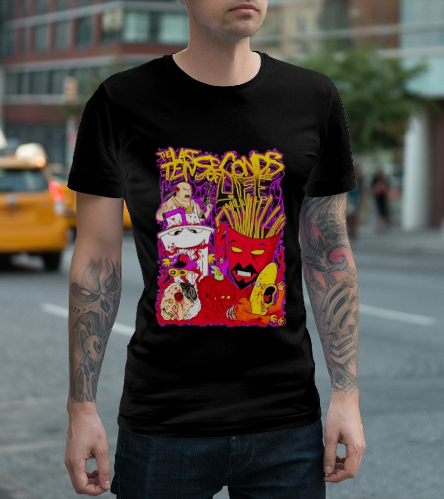 The Last Ten Seconds Of Life Aqua Teen Hunger Force Characters Frylock Master Shake Meatwad Carl T-Shirt