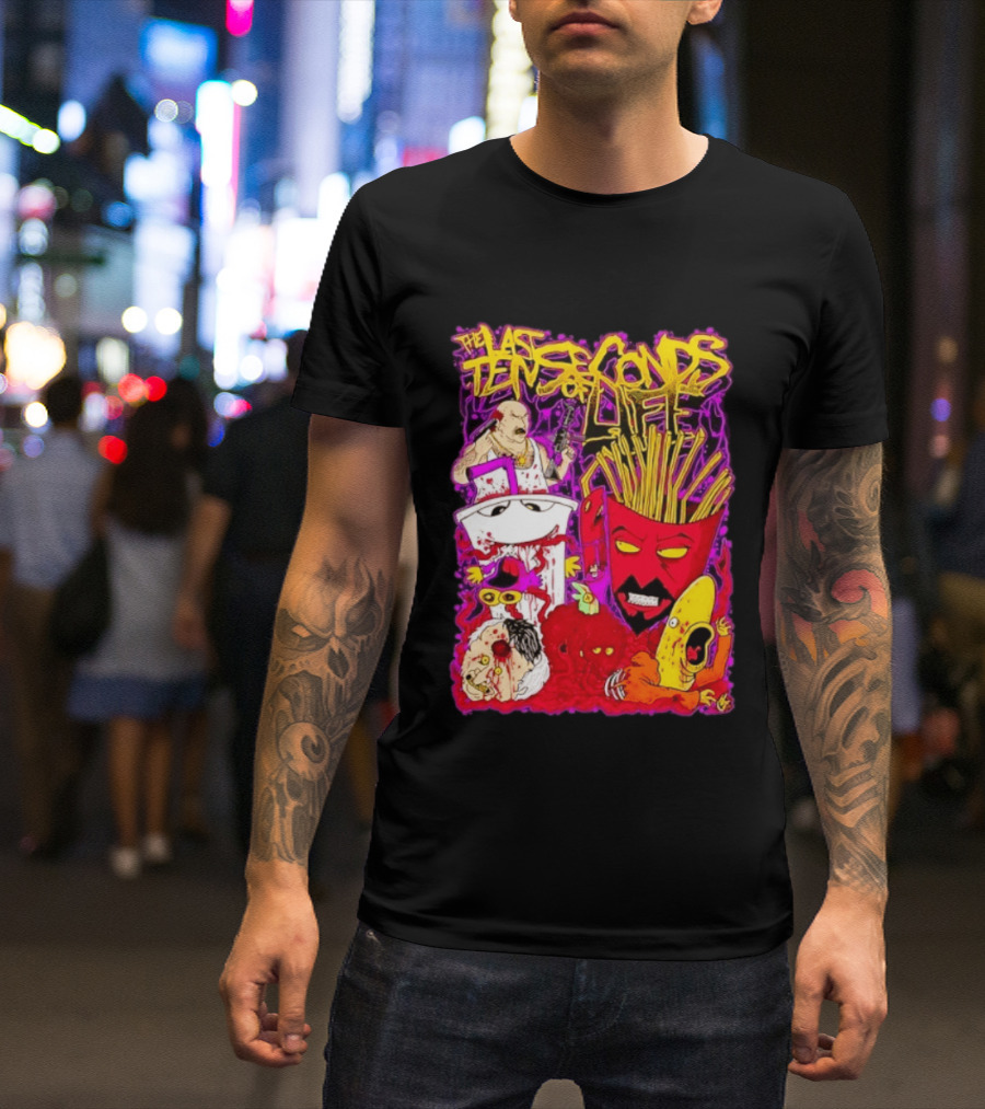 The Last Ten Seconds Of Life Aqua Teen Hunger Force Characters Frylock Master Shake Meatwad Carl T-Shirt