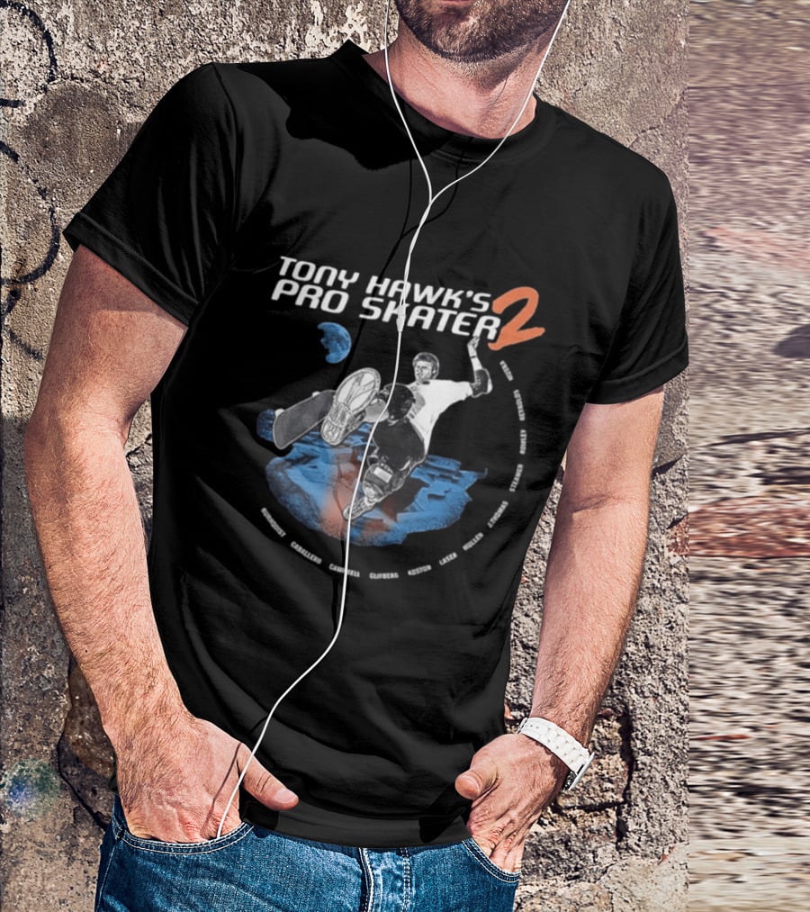 Tony Hawk's Pro Skater 2 Hawk's Back With New Technology New Pros And New Tracks 2 Sided Flip McTwist Skateboarding Legends T-Shirt