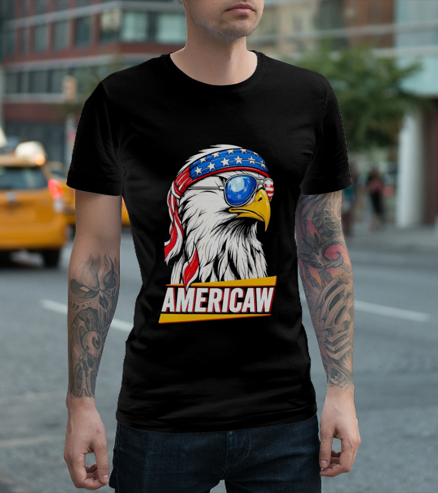 Bald Eagle Americaw Bandana American Flag USA T-Shirt