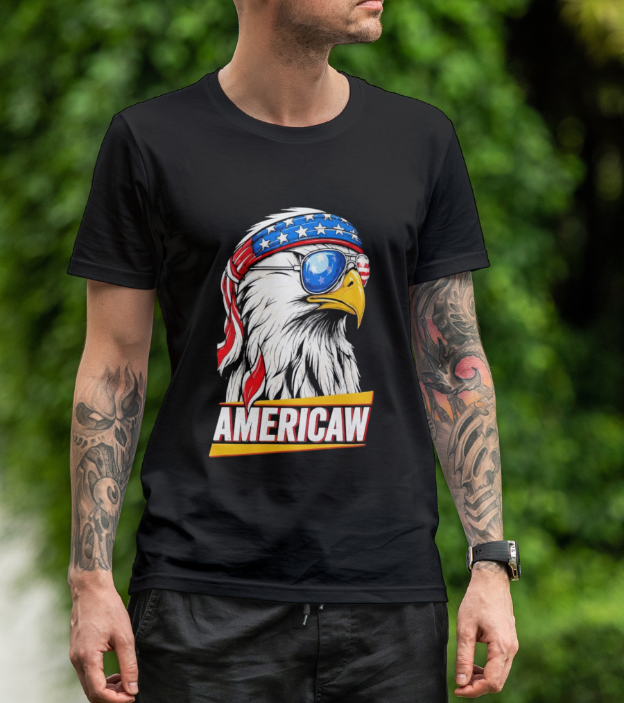 Bald Eagle Americaw Bandana American Flag USA T-Shirt