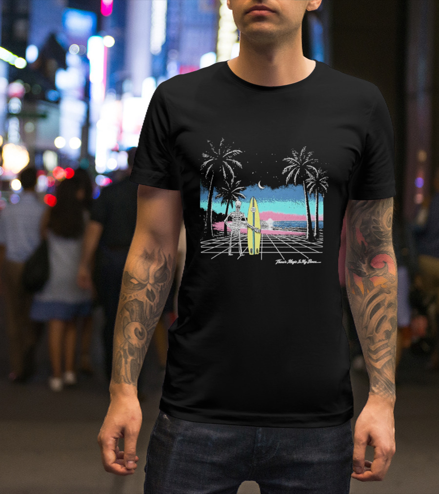 Imagine Dragons There's Magic In My Bones Retro Tropical Surf Scene Palms Sunset Ocean Beach Moon Surfer T-Shirt
