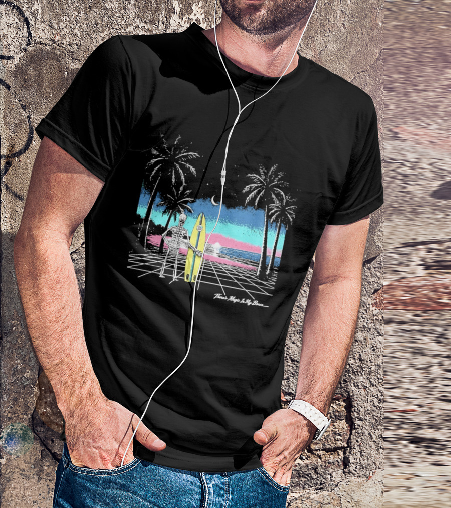 Imagine Dragons There's Magic In My Bones Retro Tropical Surf Scene Palms Sunset Ocean Beach Moon Surfer T-Shirt