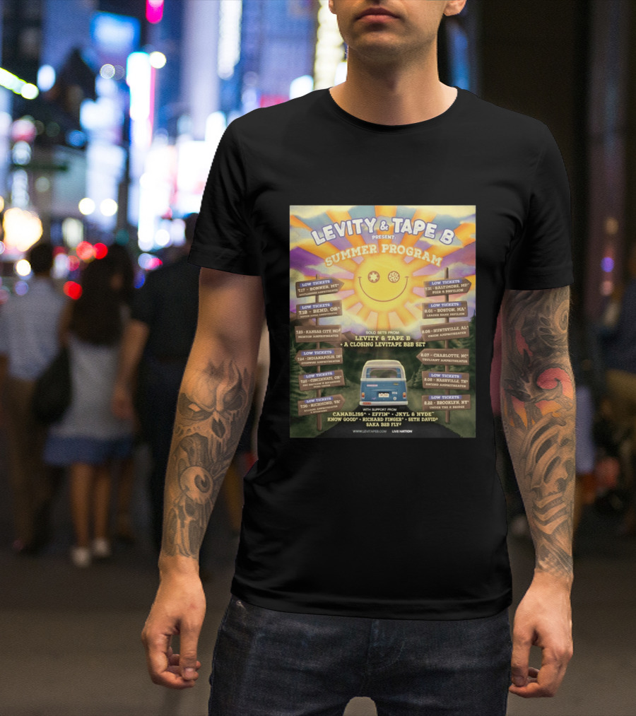 Levity & Tape B Summer Program 2026 Tour Dates Featuring Levitate B2B Set With Canabliss Effin Jkyl & Hyde T-Shirt