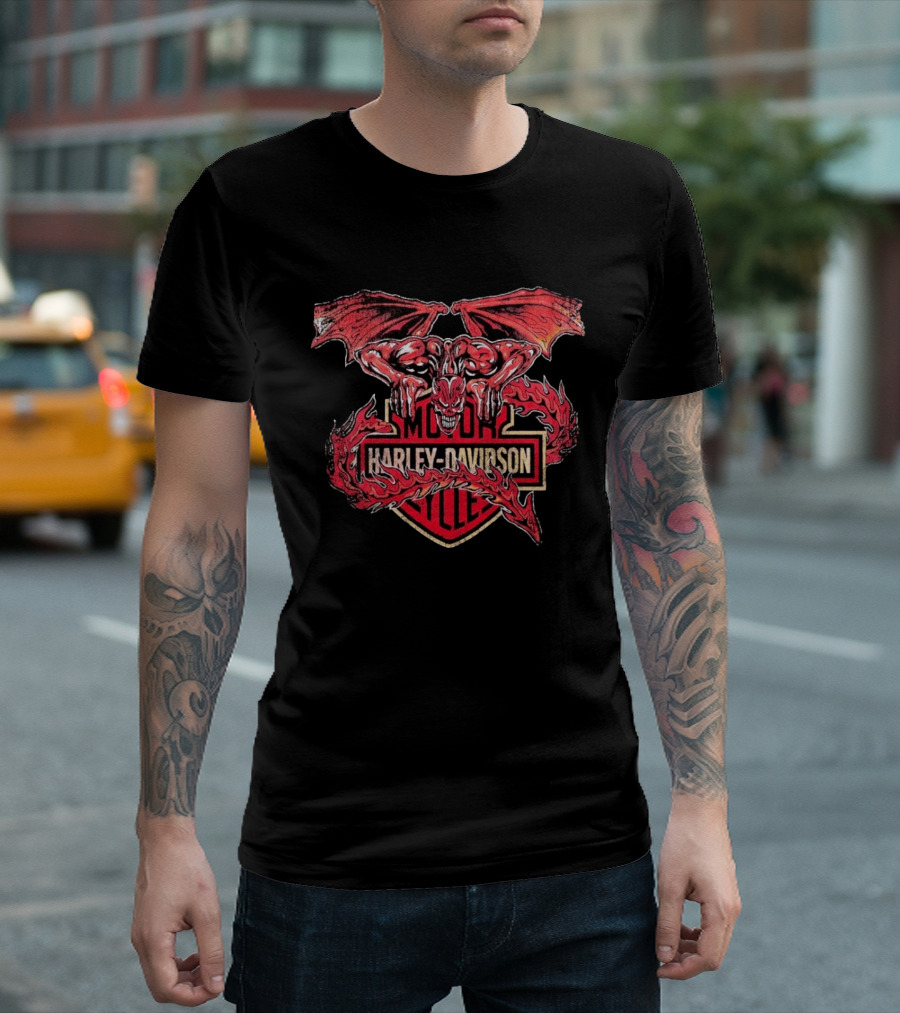 Warren Lotas Harley Davidson Gargoyle Motor Cycles T-Shirt