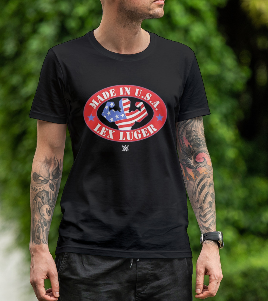 Made In USA Lex Luger Muscle Stars Stripes WWE 2026 T-Shirt