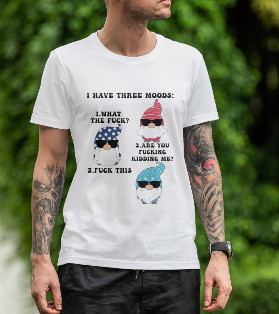 I Have Three Moods What The Fuck Are You Fucking Kidding Me Fuck This Gnome T-Shirt