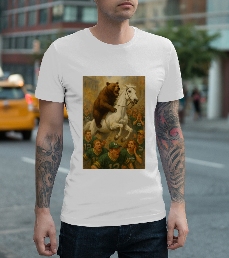 Bear Riding Horse Surprising Green Bay Packers Fans NFL Humor T-Shirt