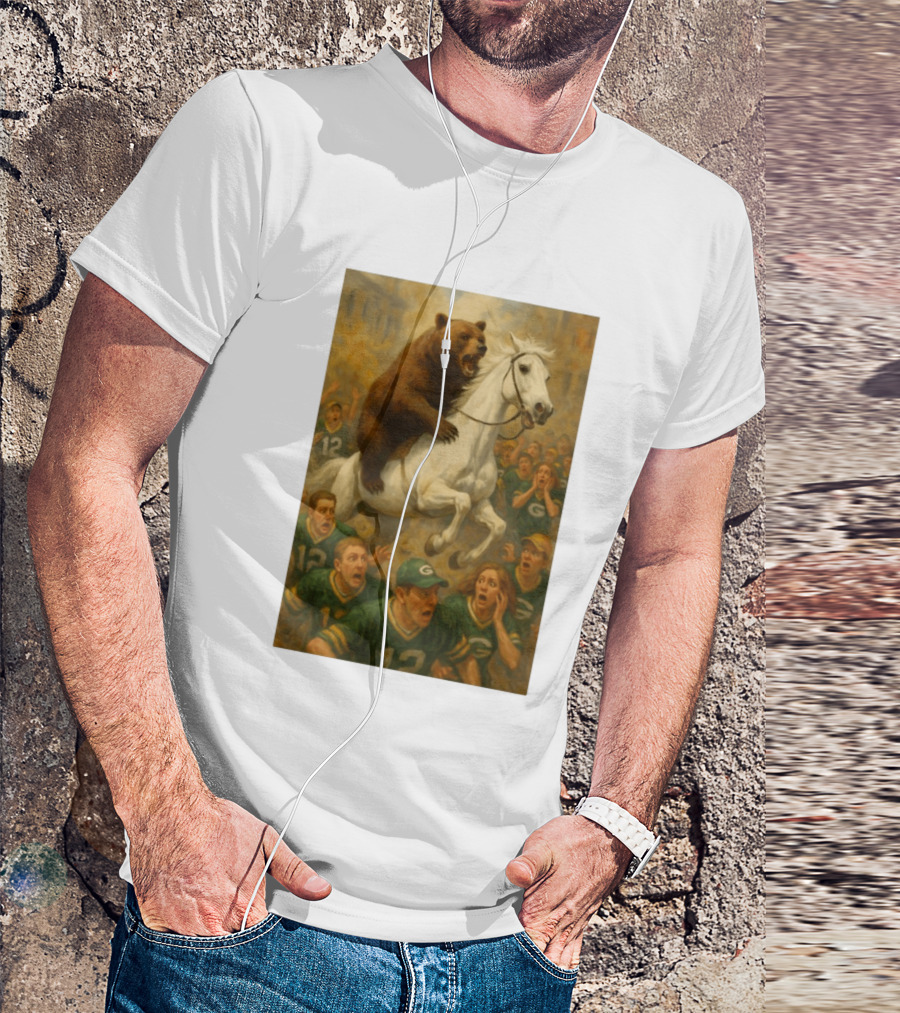 Bear Riding Horse Surprising Green Bay Packers Fans NFL Humor T-Shirt