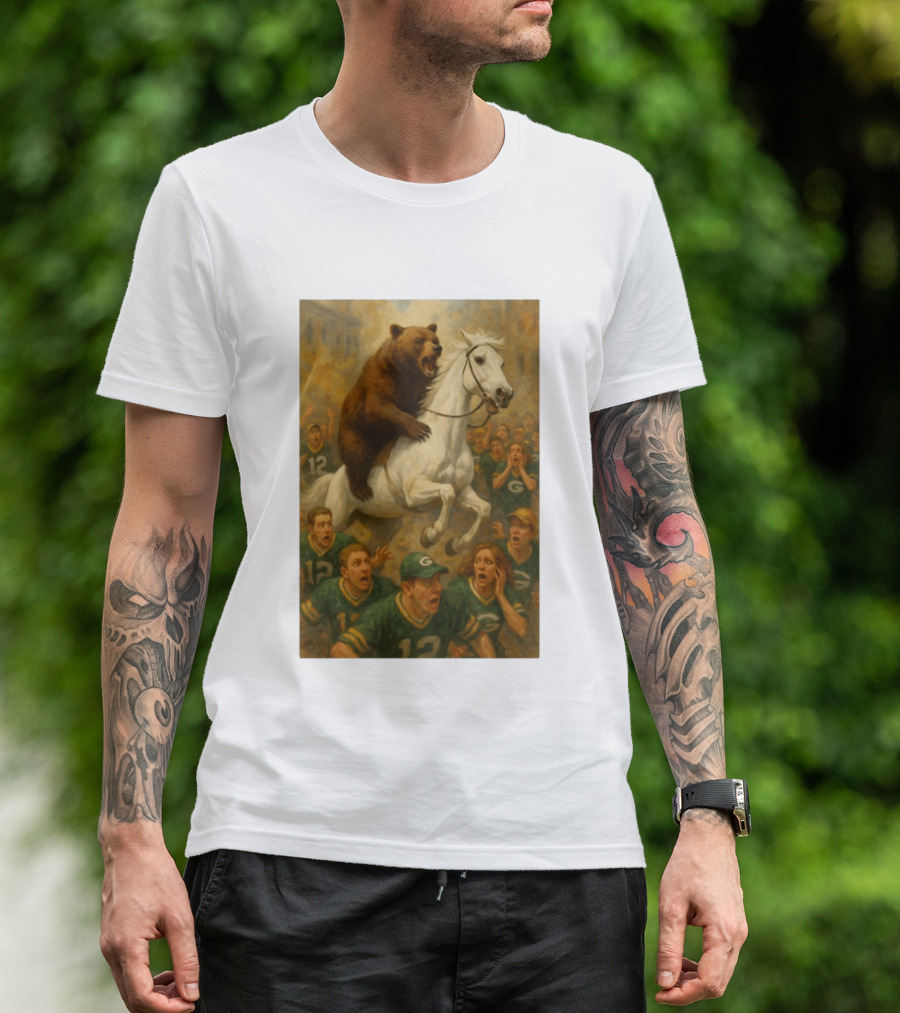 Bear Riding Horse Surprising Green Bay Packers Fans NFL Humor T-Shirt