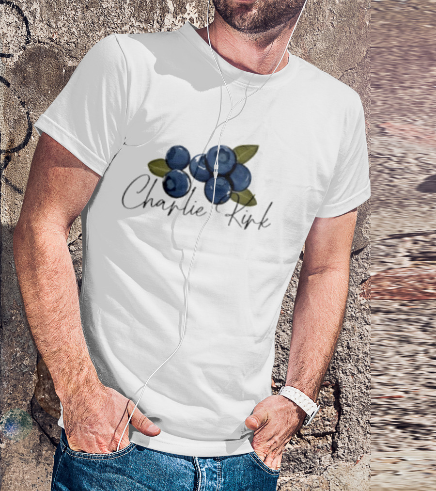 He Is On A Work Trip With Jesus Charlie Kirk 1993 2025 Blueberries T-Shirt