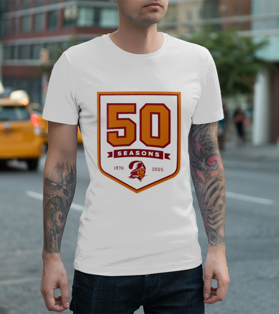 Bucky Irving 7 Tampa Bay Buccaneers 50 Seasons 1976 2025 T-Shirt