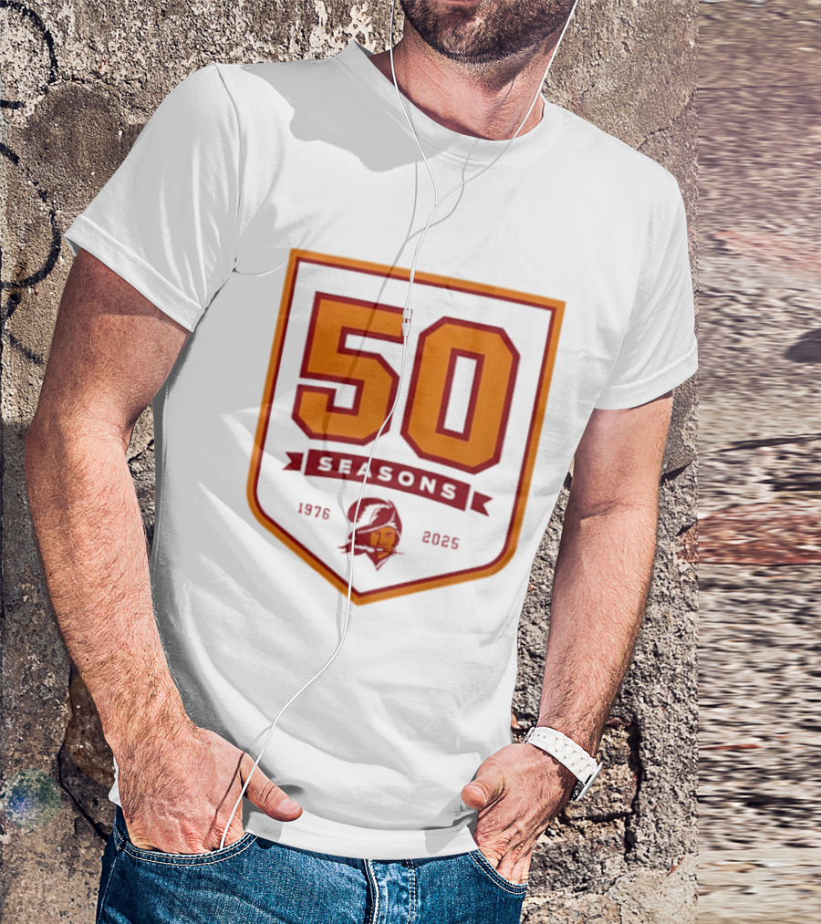 Bucky Irving 7 Tampa Bay Buccaneers 50 Seasons 1976 2025 T-Shirt