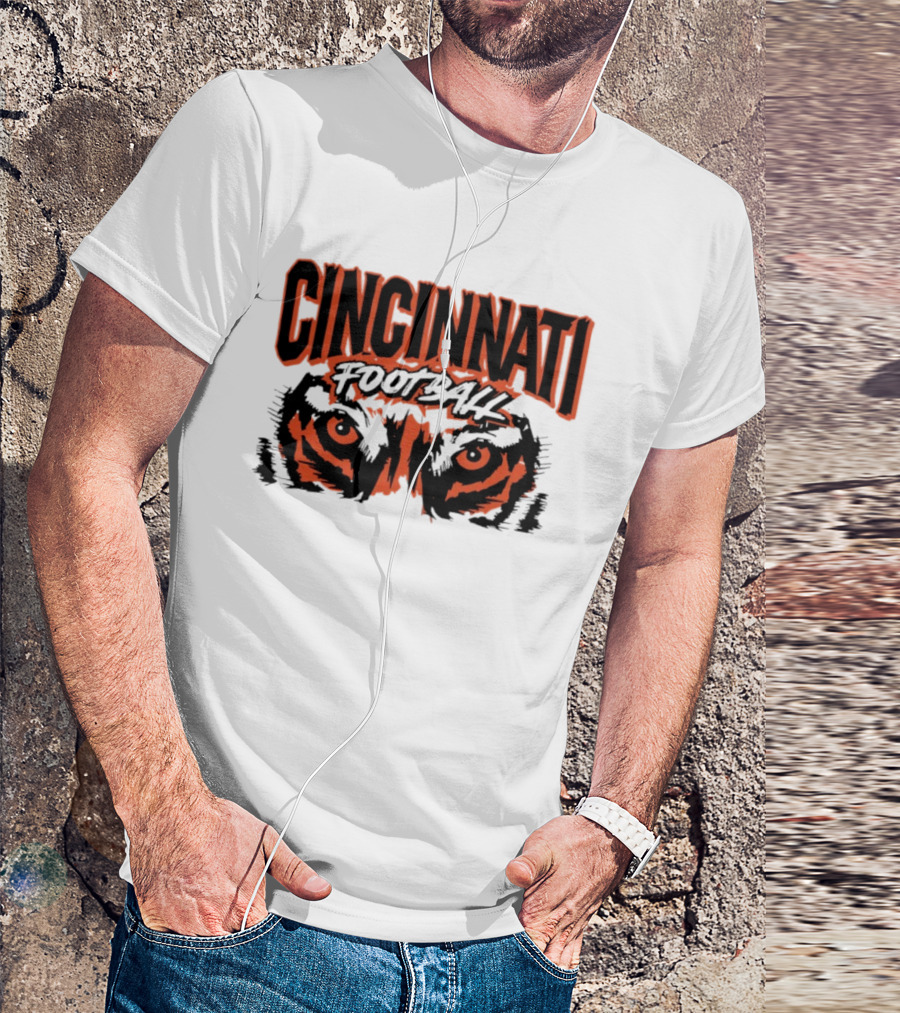 Cincinnati Football Tiger Eyes Grunge T-Shirt