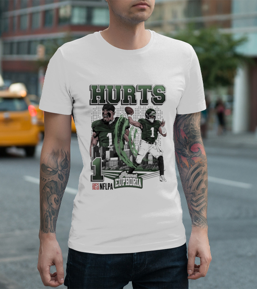 Jalen Hurts 1 Euphoria Philadelphia Eagles Player Collage T-Shirt