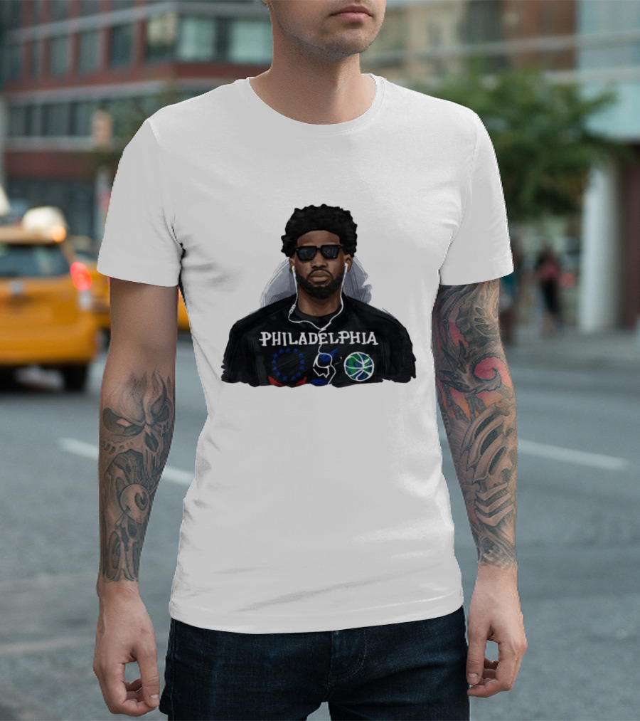 Philadelphia Joel Embiid Wired Earphones Basketball 76ers T-Shirt