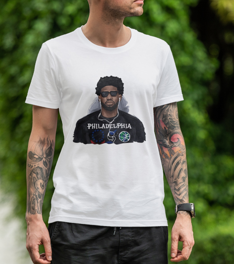 Philadelphia Joel Embiid Wired Earphones Basketball 76ers T-Shirt