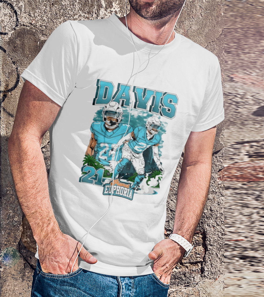 Davis 21 Planet Euphoria Football Player Miami Dolphins T-Shirt