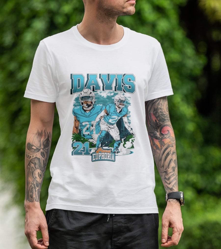 Davis 21 Planet Euphoria Football Player Miami Dolphins T-Shirt