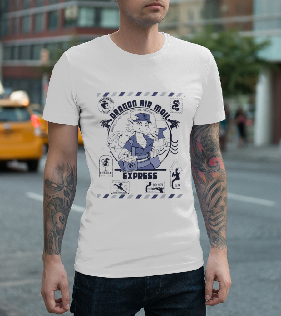 Dragon Air Mail Postal Service Express Stamp Winged Courier T-Shirt